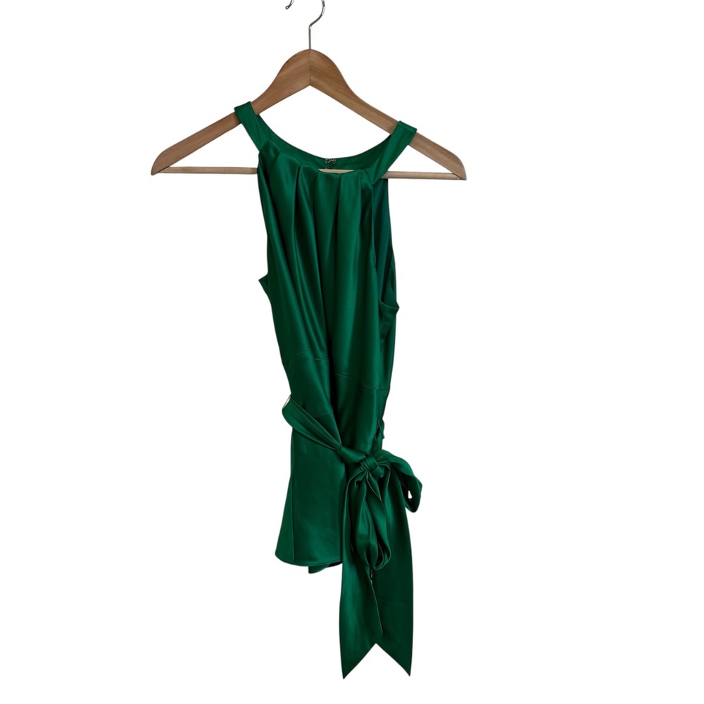 Ann Taylor Petites‎ Green Sleeveless Tie Waist Halter Top Blouse Size 6P
